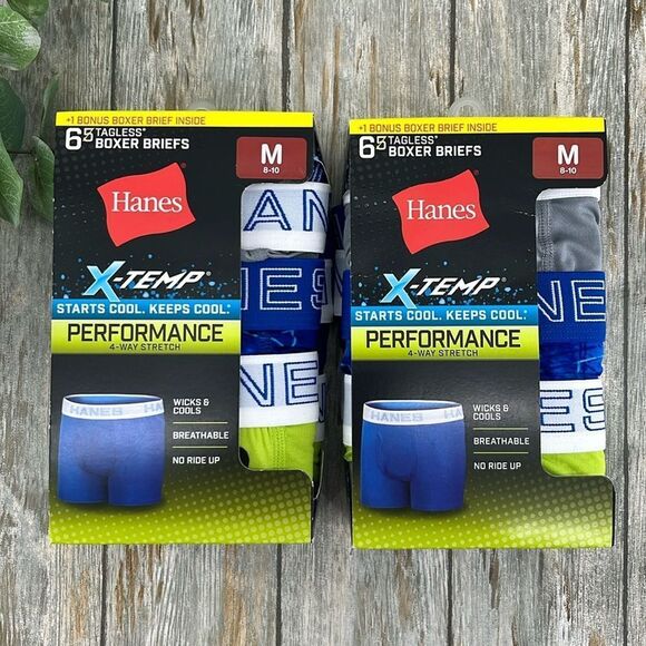 Boys' Hanes X-Temp Stretch Active Underwear Boxer Briefs 2, 6-Packs Size M - Picture 1 of 5